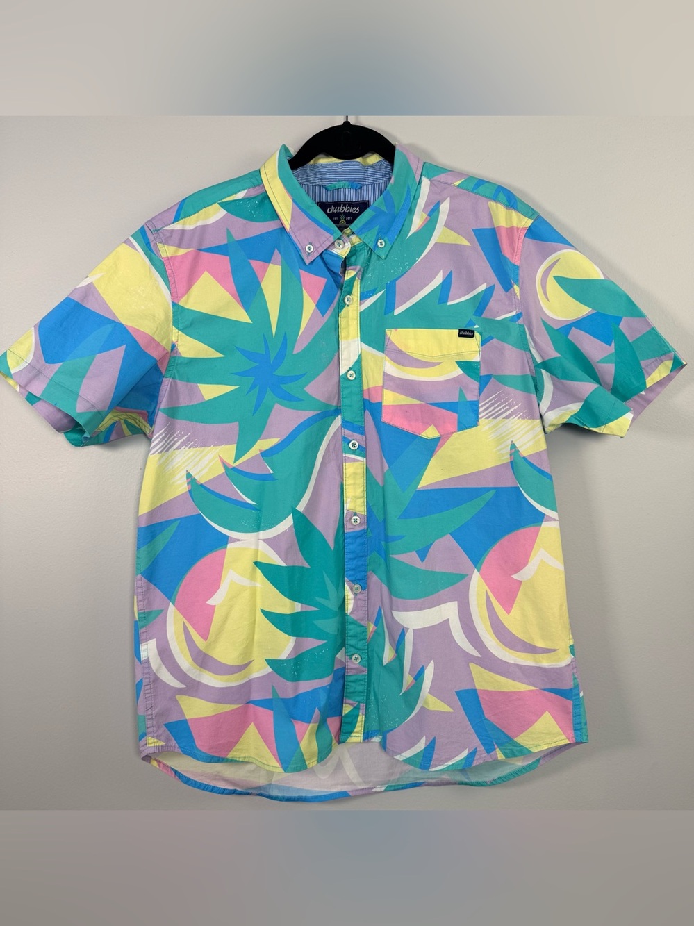 Chubbies The Surfside Friday Shirt Men's XL Button Up/Down Neon Bright